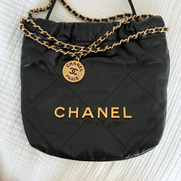Chanel Mini Hobo 22 Black w Gold Hardware - Picture 12 of 15